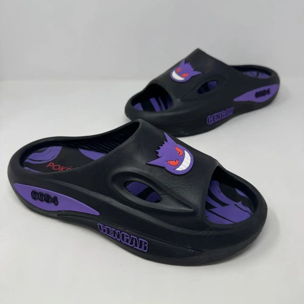 Gengar 0094 Slides Sandals Shoes Pokemon Black and Purple Men's Size 9